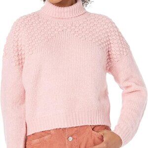 EUC Free People Boho Turtleneck Cropped Sweater, Bubblegum Pink, WS